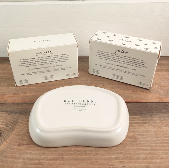 Rae Dunn Bath Rae Dunn Ceramic Soap Dish And Two Bar Soaps Poshmark